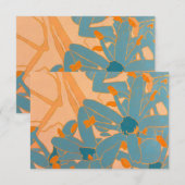 Contemporary Leaf Design Peach Bedankkaart (Voorkant / Achterkant)