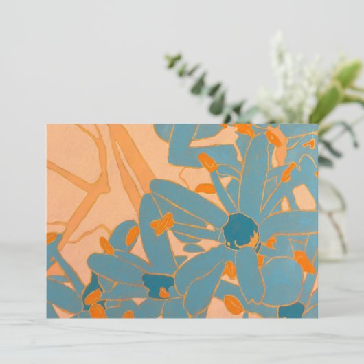 Contemporary Leaf Design Peach Bedankkaart (Staand voorkant)