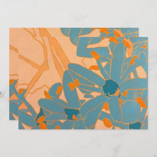 Contemporary Leaf Design Peach Bedankkaart (Voorkant / Achterkant)