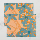 Contemporary Leaf Design Peach Bedankkaart (Voorkant / Achterkant)