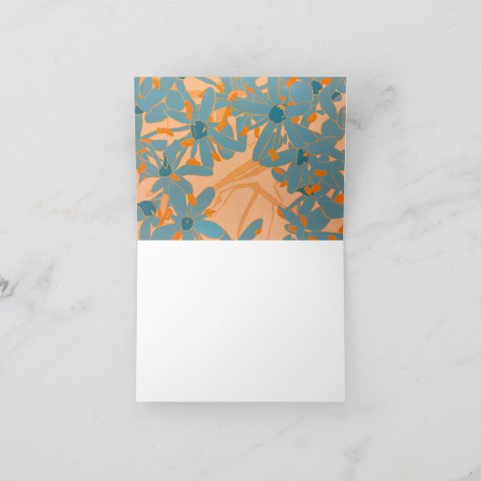 Contemporary Leaf Design Peach Bedankkaart (Binnen)
