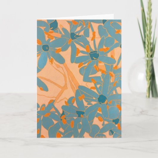 Contemporary Leaf Design Peach Bedankkaart (Voorkant)
