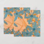 Contemporary Leaf Design Peach Bedankkaart (Voorkant / Achterkant)