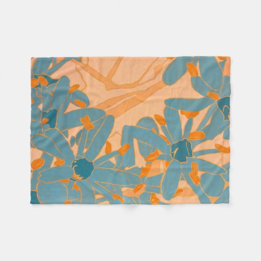 Contemporary Leaf Design Peach Fleece Deken (Voorkant (Horizontaal))