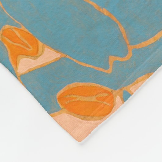 Contemporary Leaf Design Peach Fleece Deken (Hoek)