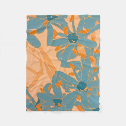 Contemporary Leaf Design Peach Fleece Deken (Voorkant)