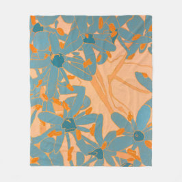 Contemporary Leaf Design Peach Fleece Deken