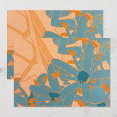 Contemporary Leaf Design Peach Notitiekaartje (Voorkant / Achterkant)