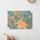 Contemporary Leaf Design Peach Notitiekaartje (Voorkant / Achterkant in situ)