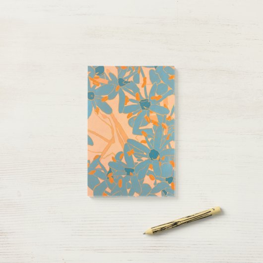 Contemporary Leaf Design Peach Post-it® Notes (Op bureau)
