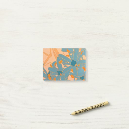 Contemporary Leaf Design Peach Post-it® Notes (Op bureau)