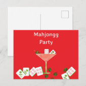 Contemporary Mahjong Party Martini Glass Postcard Briefkaart (Voorkant / Achterkant)
