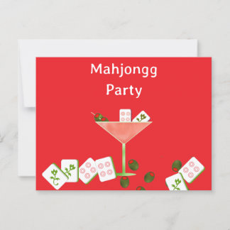 Contemporary Mahjong Party Martini Glass Postcard Briefkaart