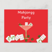 Contemporary Mahjong Party Martini Glass Postcard Briefkaart (Voorkant)