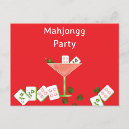Contemporary Mahjong Party Martini Glass Postcard Briefkaart