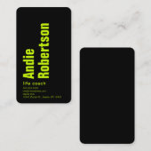 Contemporary Minimalist Fluorescent geel zwart Visitekaartje (Voorkant / Achterkant)