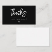 Contemporary Modern Black Bedankt voor uw bestelli Visitekaartje (Voorkant / Achterkant)
