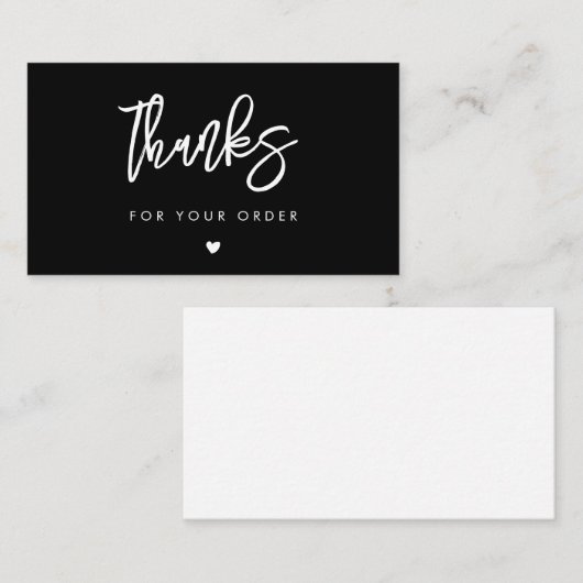 Contemporary Modern Black Bedankt voor uw bestelli Visitekaartje (Voorkant / Achterkant)
