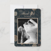 Contemporary Modern Black Floral Thank You Card Bedankkaart (Voorkant)