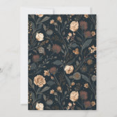 Contemporary Modern Black Floral Wedding Kaart (Achterkant)