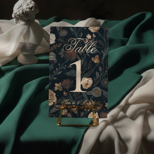 Contemporary Modern Black Floral Wedding Kaart