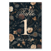 Contemporary Modern Black Floral Wedding Kaart (Achterkant)