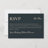 Contemporary Modern Black Floral Wedding RSVP Kaartje (Voorkant)