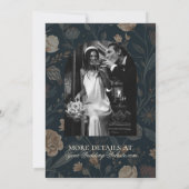 Contemporary Modern Photo Black Floral Wedding Save The Date (Achterkant)