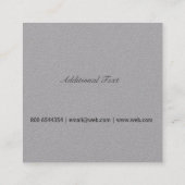 Contemporary Neutral Grey Minimalist Professional Vierkante Visitekaartje (Achterkant)