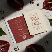 Contemporary Old Money Bold Red Wedding Kaart