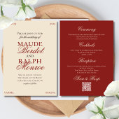 Contemporary Old Money Bold Red Wedding Kaart