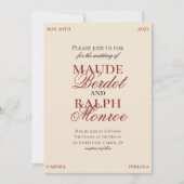 Contemporary Old Money Bold Red Wedding Kaart (Voorkant)