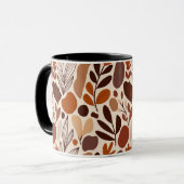 Contemporary Organic Pattern Mug – Earthy Tones Mok (Voorkant links)