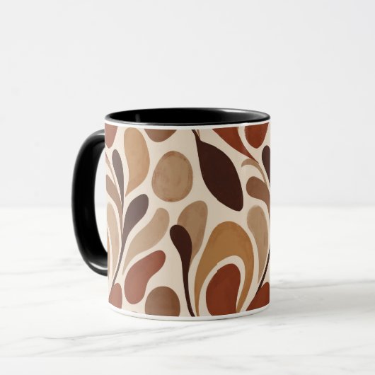 Contemporary Organic Pattern Mug – Earthy Tones Mok (Voorkant links)