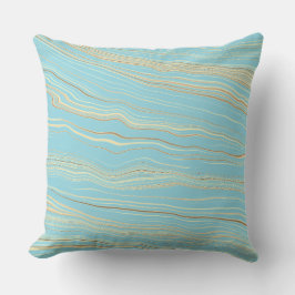 Contemporary Robins Egg Blue, Tan, Linen Pattern Kussen