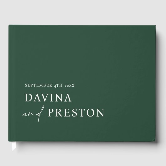 Contemporary Script Modern Simple Minimalist GREEN Gastenboek (Voorkant)