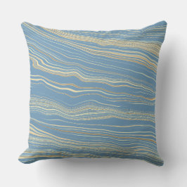 Contemporary Slate Blue, Tan, Linen Pattern Kussen