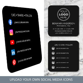 Contemporary Social Media Logo Black White Modern Vierkante Visitekaartje