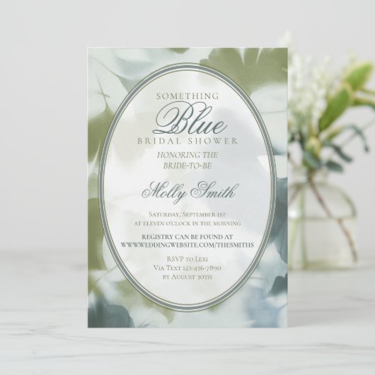 Contemporary Something Blue Bridal Shower Kaart (Staand voorkant)
