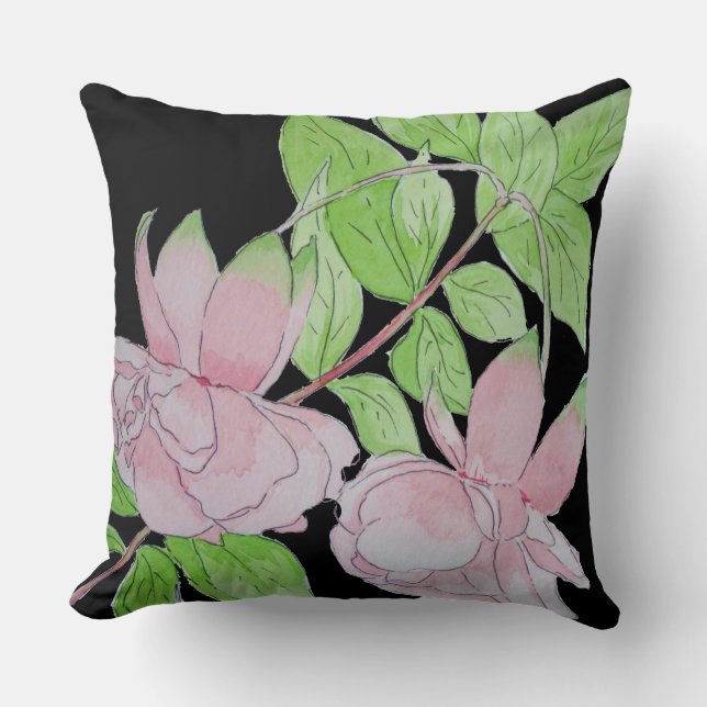 contemporeus bloemontwerp met roze bloemen kussen (Voorkant)