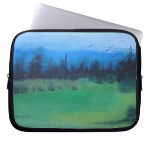 contemporeus spookebossen groen en zwart laptop sleeve