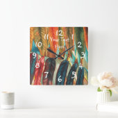 contemporeuze kleurige boom met herfstbladeren vierkante klok (Huis)