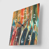 contemporeuze kleurige boom met herfstbladeren vierkante klok (Hoek)