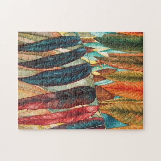 contemporeuze kleurige herfstbladkleuren absorbere legpuzzel (Horizontaal)