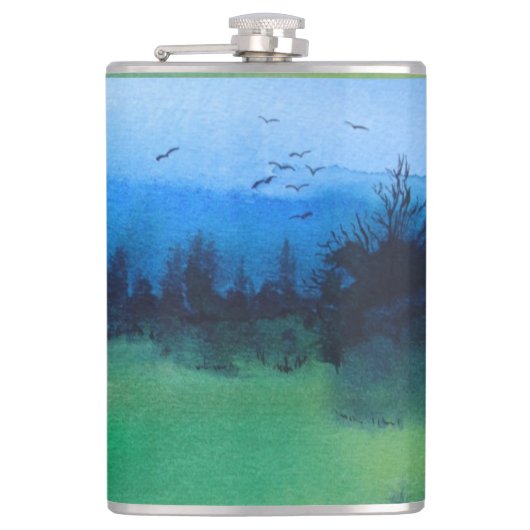 contemportie abstract ontwerp van kleurrijk landsc heupfles (Voorkant)