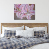 Contempory afbeelding van twee grote roze lelieblo canvas afdruk (Insitu (Slaapkamer))