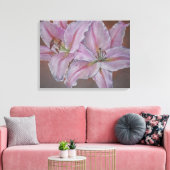 Contempory afbeelding van twee grote roze lelieblo canvas afdruk (Insitu (Woonkamer))