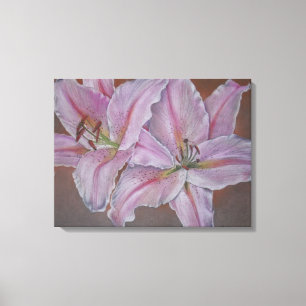 Contempory afbeelding van twee grote roze lelieblo canvas afdruk