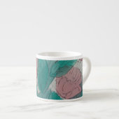contempory sketchy roze bloemen en bladeren floral espresso kop (Voorkant rechts)