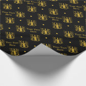 Contempory zwarte en gouden kaars voor Kerstmis Cadeaupapier (Hoek)